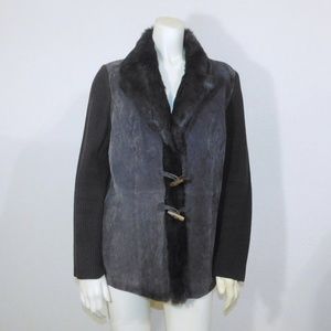 Size Medium Nygard Brown Fur Coat Leather Rabbit